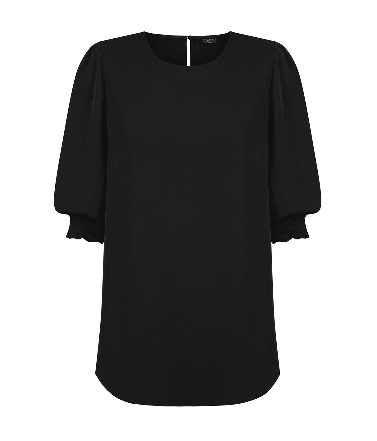 Lola 3/4 Sleeve Shirred Cuff Top Black 6