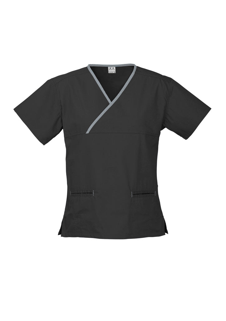 Contrast Womens Crossover Scrub Top