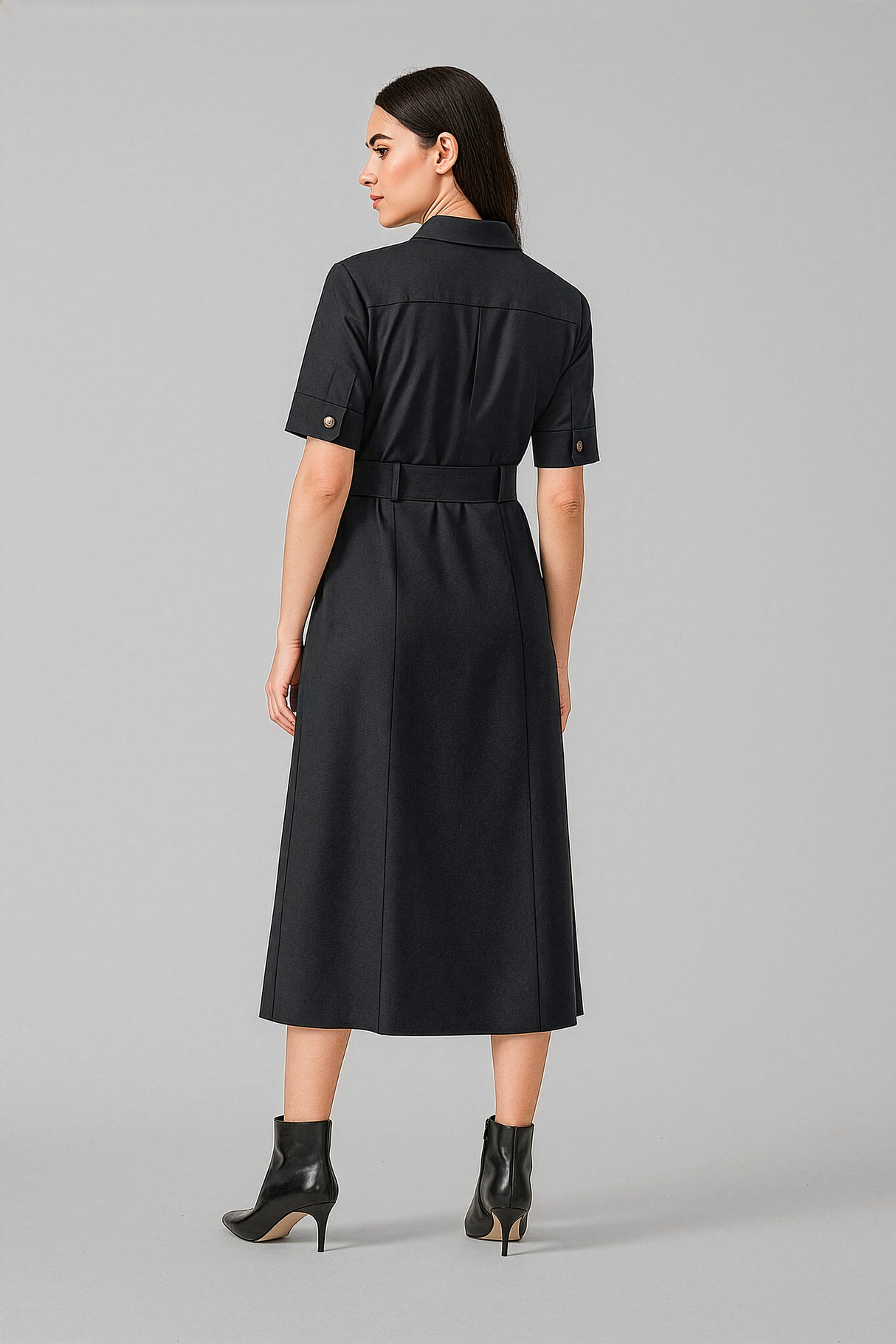 Adele Shirt Midi Dress S/S Black 6