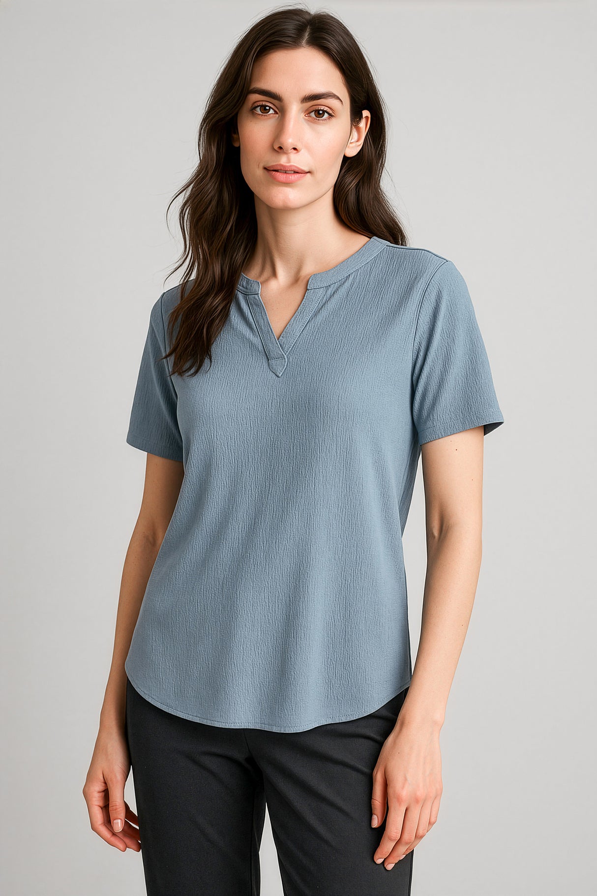 Ruche Short Sleeve Blouse Black 6