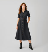 Adele Shirt Midi Dress S/S Black 6