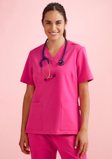 Pink Ribbon Womens V-Neck Scrub Top
